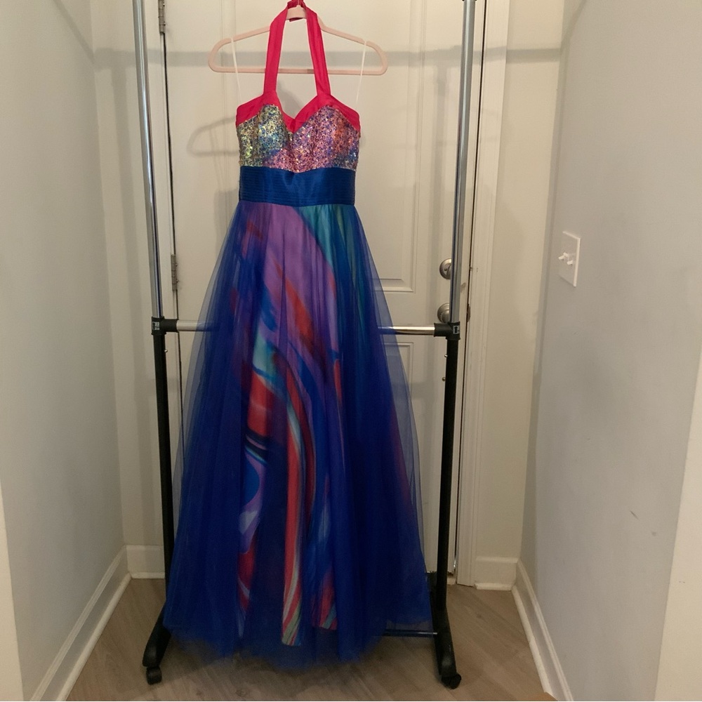 Sean‎ Couture Full Length Halter Bodis Formal Prom Pageant Dress Good Condition